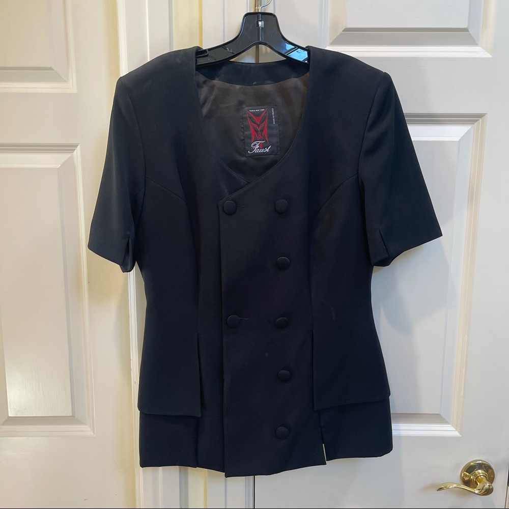 Faust Vintage Black Short Sleeve Blazer And Skirt